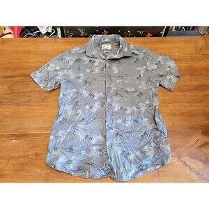 Hurley Hawaiian Aloha Button Down Shirt Men’s M Blue Aqua Floral Skull